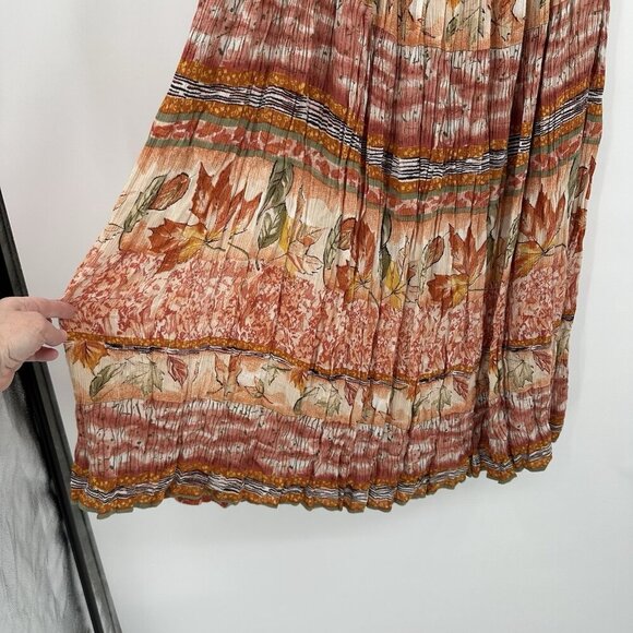 maxi skirt boho bohemian hippie crinkle floral plus 1X - Picture 1 of 6